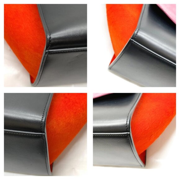 Authentic CELINE Trapeze pony hair Pink Calf Leather Hand Bag mn715-112525 - Picture 6 of 16